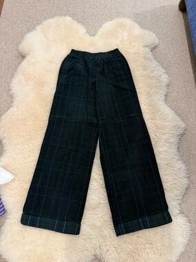 Offline by aerie BNWT plaid corduroy wide leg trouser black watch plaid sz xxs